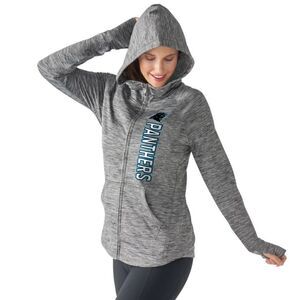 NFL Team Apparel Gray Carolina Panthers Football Recovery Full-Zip Hoodie S